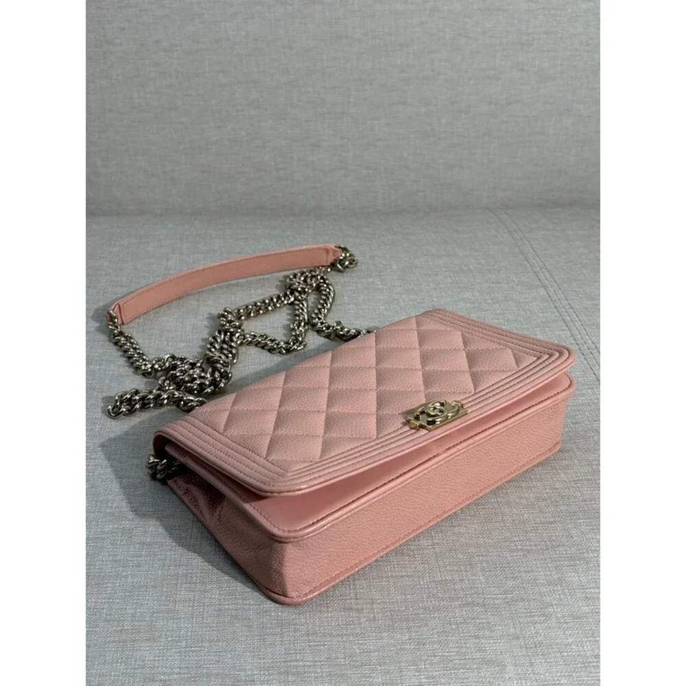 CHANEL Light Pink Caviar Boy WOC GHW